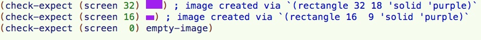 a sample check-expect, with an image-literal as the expected result