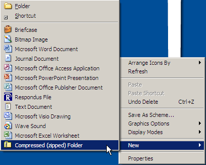 Create a compressed folder from desktop