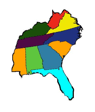 Map of the eastern U.S.A.